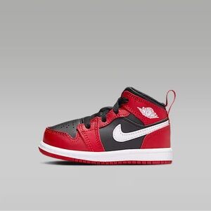 Jordan 1 Mid Baby Black and Red Sneakers